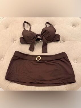SWIM Brown Skirted Bikini